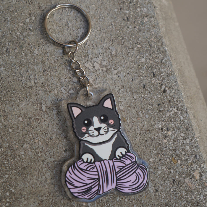 Tuxedo Kitty Keychain