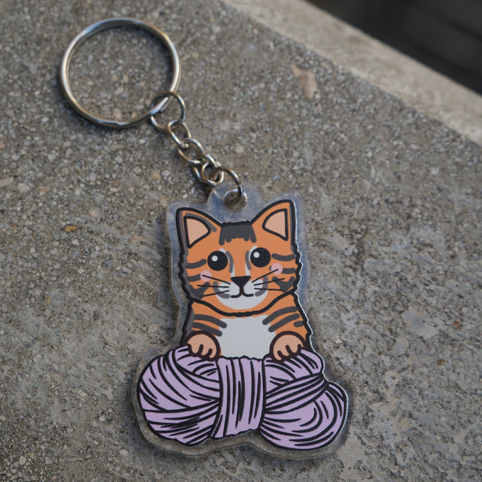 Dark Orange Kitty Keychain