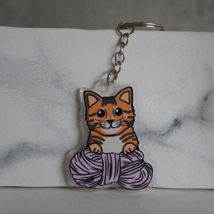 Dark Orange Kitty Keychain