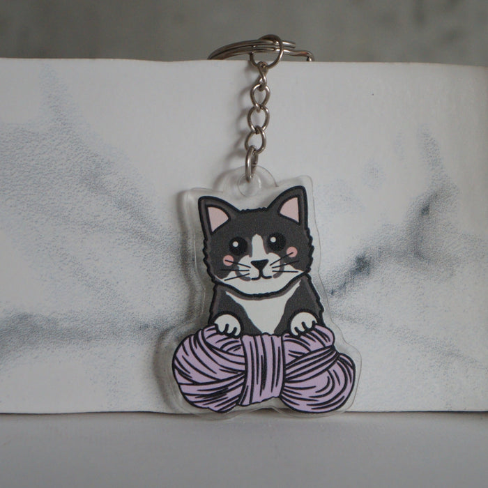 Tuxedo Kitty Keychain