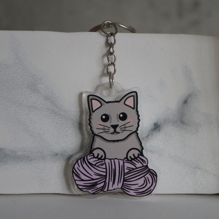 Grey Kitty Keychain