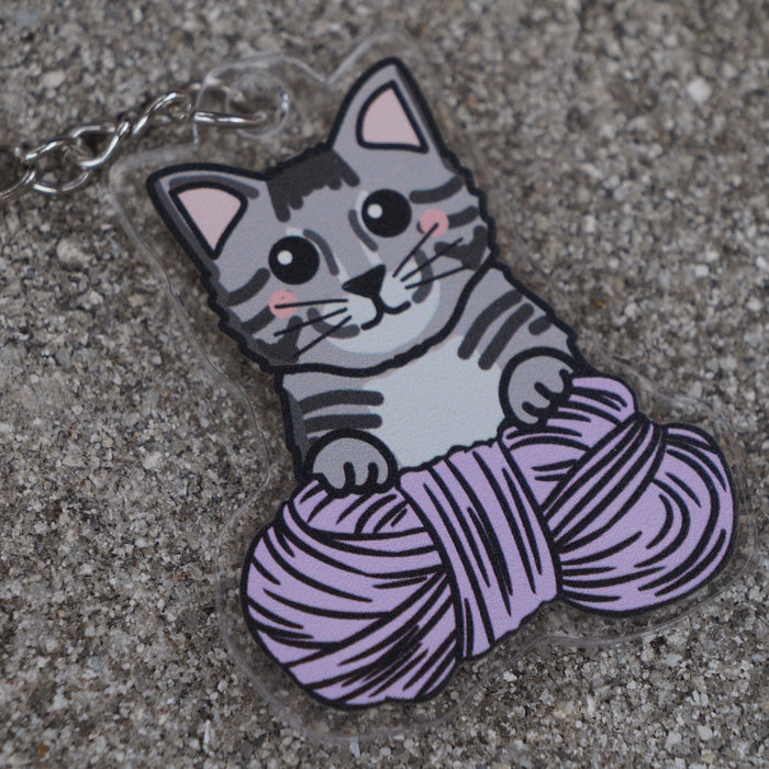 Dark Gray Kitty Keychain